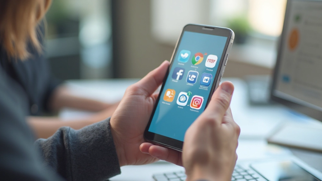 Социальные сети для бизнеса на экране смартфона с интерфейсом
